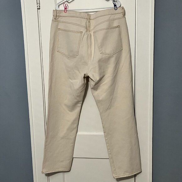 Doen high rise straight leg button fly jeans cream off white size 34 neutral - Picture 4 of 9